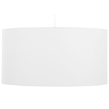 Pendant Lamp White Fabric Drum Shade Ceiling 1-light Beliani