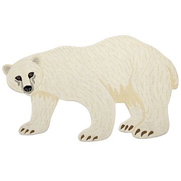 Kids Rug White Wool Cotton Backing 100 X 160 Cm Playroom Mat Animal Polar Bear Print Kids Room Bedroom Beliani