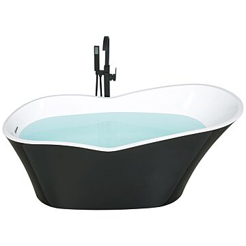 Freestanding Bath Black Glossy Sanitary Acrylic 1700 X 800 Mm Single Oval Modern Minimalist Design Beliani