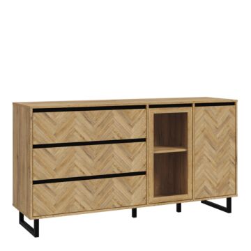 Nikomedes Sideboard In Spica Oak/matt Black/bartex Oak