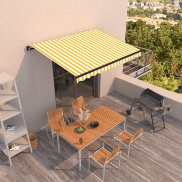 Vidaxl Manual Retractable Awning 350x250 Cm Yellow And White