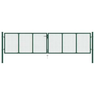 Vidaxl Mesh Garden Gate Steel 390x100 Cm Green