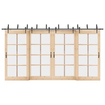 Vidaxl Sliding Door Hardware Kit 427 Cm Steel Black