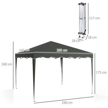 Outsunny 3 X 3m Pop Up Gazebo, Outdoor Camping Gazebo Party Tent With Carry Bag