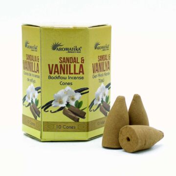 Pack Of 10 Masala Backflow Incense - Sandalwood & Vanilla