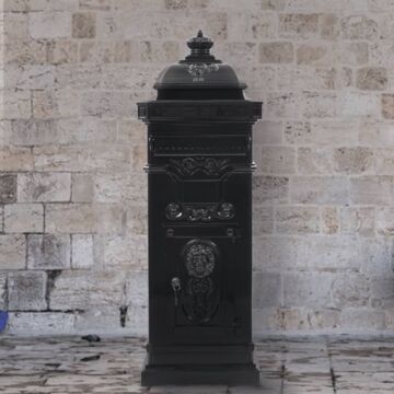 Vidaxl Pillar Letterbox Aluminium Vintage Style Rustproof Black