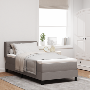 Vidaxl Box Spring Bed With Mattress Taupe 80x200 Cm Fabric, Vidaxl Headboard Lines Design Taupe 80 Cm Fabric