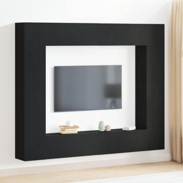Vidaxl 8 Piece Tv Unit Set In Black Oak