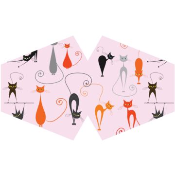 Reusable Fashion Face Covering - Pink Cats (adult)