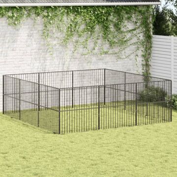 Vidaxl Dog Playpen 12 Panels Black Galvanised Steel