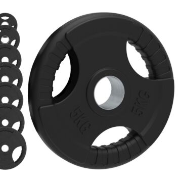 Olympic Tri-grip Rubber Weight Plates - Black Pairs & Sets 25kg Set (2.5kg Pair + 10kg Pair)
