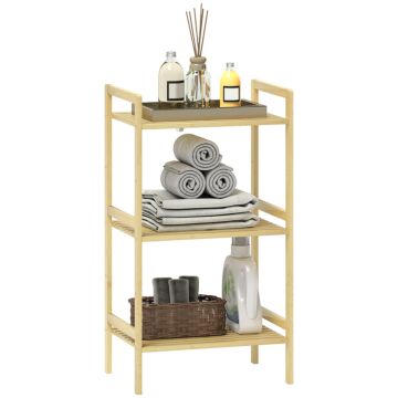 Homcom Three-tier Bamboo Adjustable Shelf Storage Unit