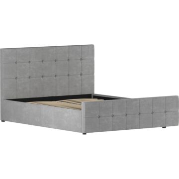 Vida Designs Valentina King Size Ottoman Bed, Light Grey Velvet