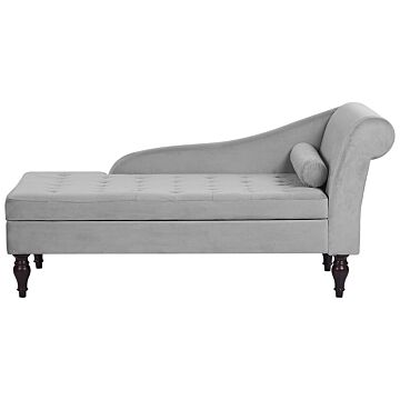 Chaise Lounge Light Grey Velvet Upholstery Black Legs Modern Design Beliani