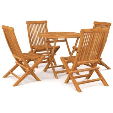 Vidaxl 5 Piece Garden Dining Set Solid Teak Wood