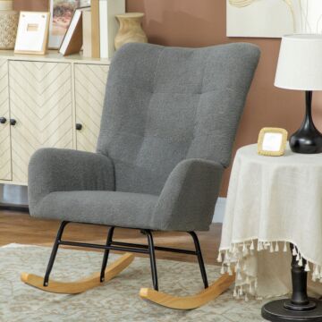 Homcom Teddy Fleece Rocking Chair - Grey