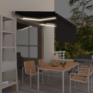 Vidaxl Manual Retractable Awning With Blind&led 3.5x2.5m Anthracite