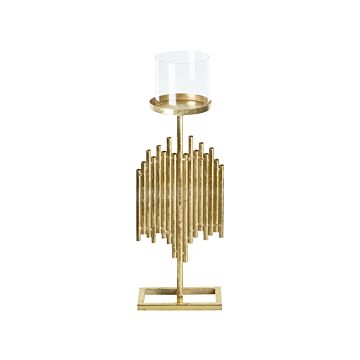 Candle Holder Gold Metal Glass Shade 53 Cm Modern Accent Piece Decoration Beliani