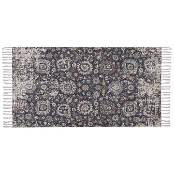 Area Rug Multicolour Polyester And Cotton 80 X 150 Cm Oriental Distressed With Tassels Living Room Bedroom Beliani
