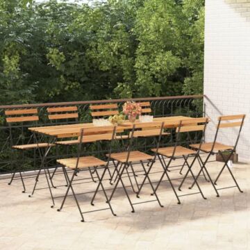 Vidaxl Folding Bistro Chairs 8 Pcs Solid Wood Teak And Steel