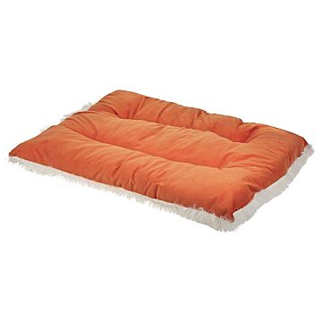 Pet Bed Orange Velvet Polyester 70 X 55 Cm Rectangular Soft Cushion For Dogs Animals Beliani