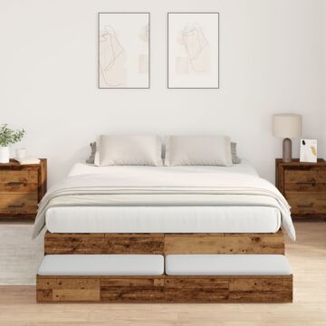 Vidaxl Storage Bed Frame Old Wood Solid Wood 140 X 190 Cm