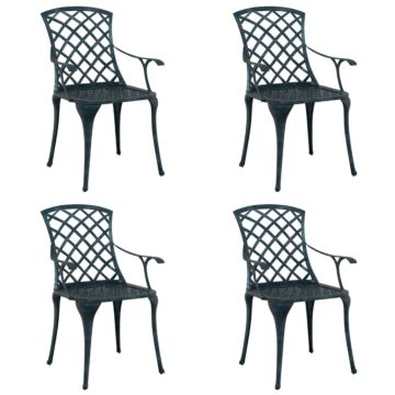 Vidaxl Garden Chairs Stackable 4 Pcs Green Cast Aluminium