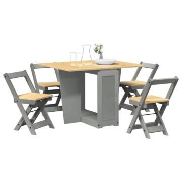 Vidaxl 5 Piece Butterfly Dining Set Corona Foldable Grey Pinewood