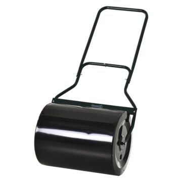 Outsunny Φ50cm Steel Garden Lawn Roller Push Pull W/ Fillable Cylinder Water Sand Plug Lawn Flatten Seed Sow Rolling Drum W/ Handle