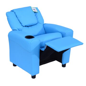 Homcom Childrens Recliner Armchair W/ Cup Holder-blue