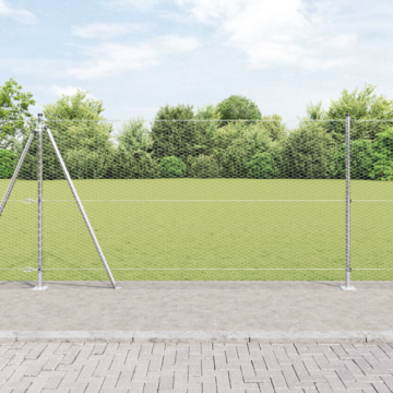 Vidaxl Hexagon Fence 1.2x50 M Galvanised Steel, Vidaxl Fence Posts With Base Plates 13 Pcs Ø32mm 68.5cm Galvanised Steel
