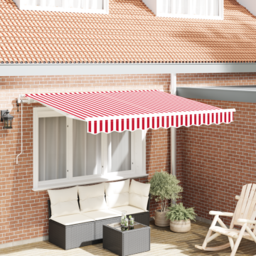 Vidaxl Automatic Retractable Awning Red And White 350x200 Cm