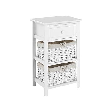 Nightstand White Beige Mdf 39 X 30 X 62 Cm Drawer Cabinet Bedside Table Bedroom Traditional Beliani