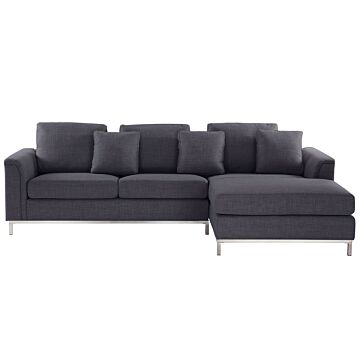 Corner Sofa Grey Fabric Upholstered L-shaped Left Hand Orientation Beliani