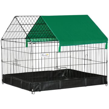 Pawhut Guinea Pig Cage, Small Animal Habitat, Rabbit House W/ No Leaking Bottom, Safety Locking System, Top Roof