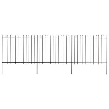 Vidaxl Garden Fence With Hoop Top Steel 5.1x1.5 M Black
