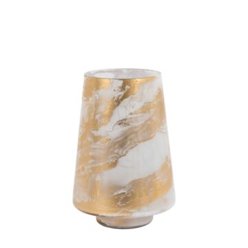 Marbled Hurricane Medium Gold White Candle Holder