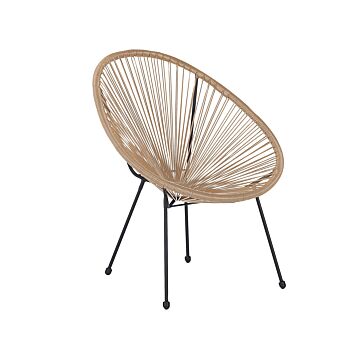 Garden Chair Natural Pe Rattan Papasan Outdoor Indoor Furniture Deep Seat Modern Design Beliani