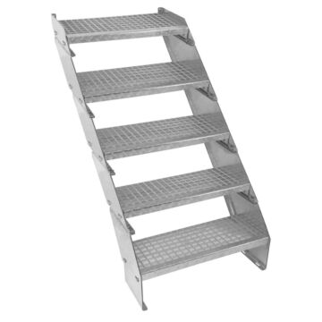 Adjustable 5 Section Galvanised Staircase - 600mm Wide