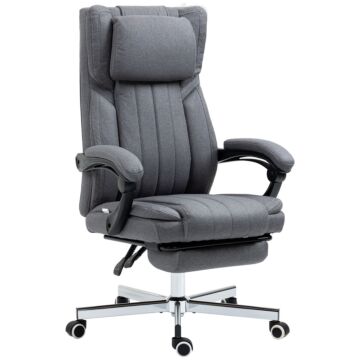Homcom High Back Computer Desk Chair, Executive Office Chair With Adjustable Headrest, Footrest, Reclining Back, Dark Grey