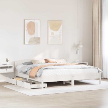 Vidaxl Bed Frame Without Mattress White 200x200 Cm Solid Wood Pine