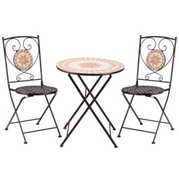 Outsunny 3 Piece Mosaic Bistro Set, 2 Folding Chairs & 1 Round Table Outdoor Furniture For Outdoor, Balcony, Poolside, Yellow