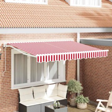 Vidaxl Retractable Awning Manual Red And White 350x200 Cm