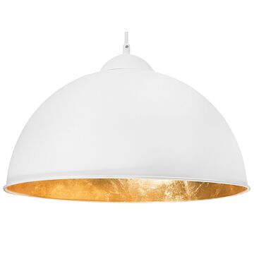 1-light Pendant Lamp White Half Globe Metal Industrial Modern Beliani