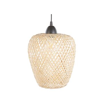 Pendant Lamp Wood Bamboo Wood Boho Design Pendant Light Beliani