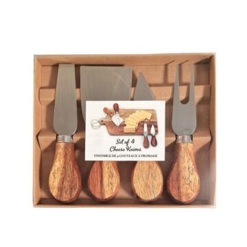 Set Of 4 Acacia Wood Cheese Knifes