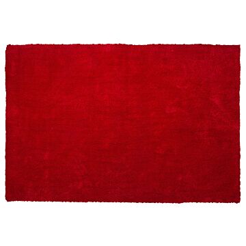 Shaggy Area Rug Red 140 X 200 Cm Modern High-pile Machine-tufted Rectangular Carpet Beliani