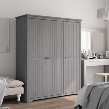 Vidaxl Wardrobe Bodo Grey 151.5x52x176.5 Cm Solid Wood Pine