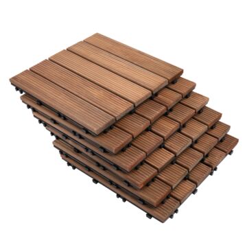 Outsunny 27 Pcs Floor Tiles Interlocking Solid Wood Diy Deck Tiles Indoor Outdoor Flooring