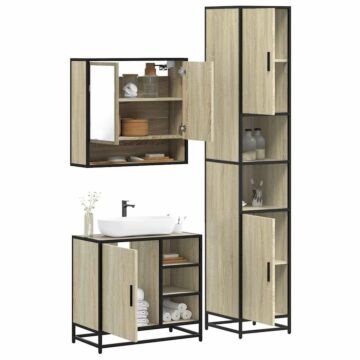 Vidaxl 4 Piece Bathroom Furniture Set Sonoma Oak Engineered Wood